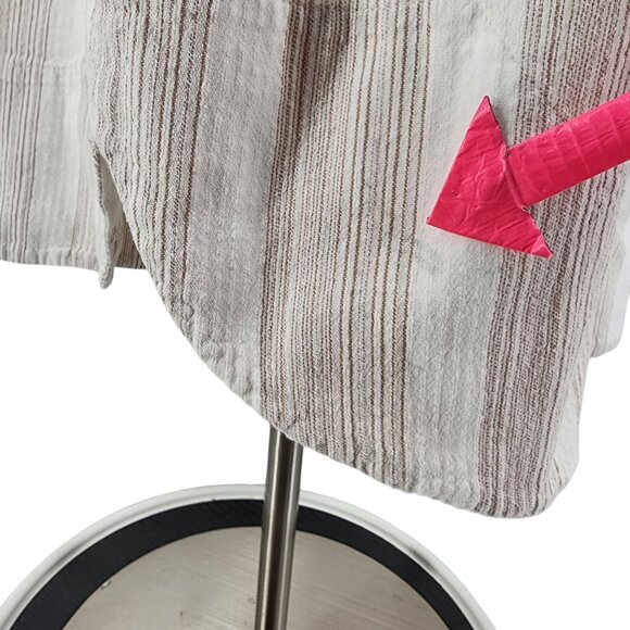 Free People Womens Medium Dress Midi Tunic V-Neck Striped Ivory Boho Hippie - Picture 9 of 14